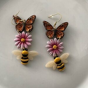 Butterfly and Bee Dangle Earrings